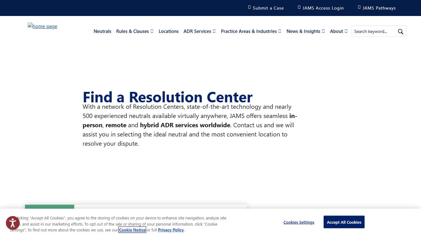 Find a Resolution Center | JAMS | Mediation, Arbitration and ADR Services