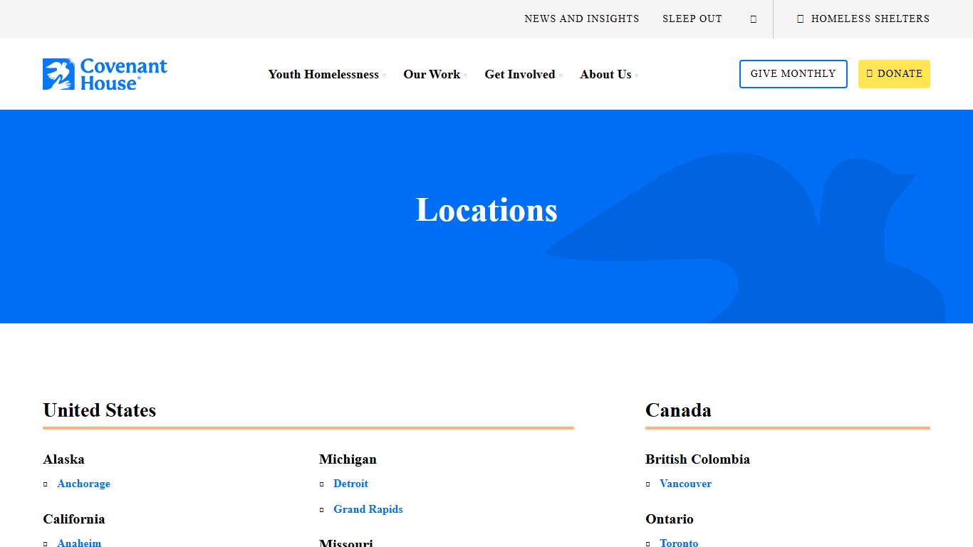 Locations | Covenant House